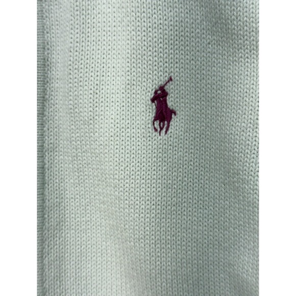 Polo Ralph Lauren Sweater Womens Small White‎ Full Zip Mock Neck Cable Knit Pony - Picture 7 of 12